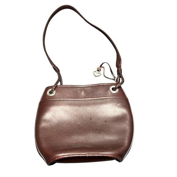 BRIGHTON Leather Bucket Bag Weave Dark Brown Handbag Purse NICE - Picture 5 of 9